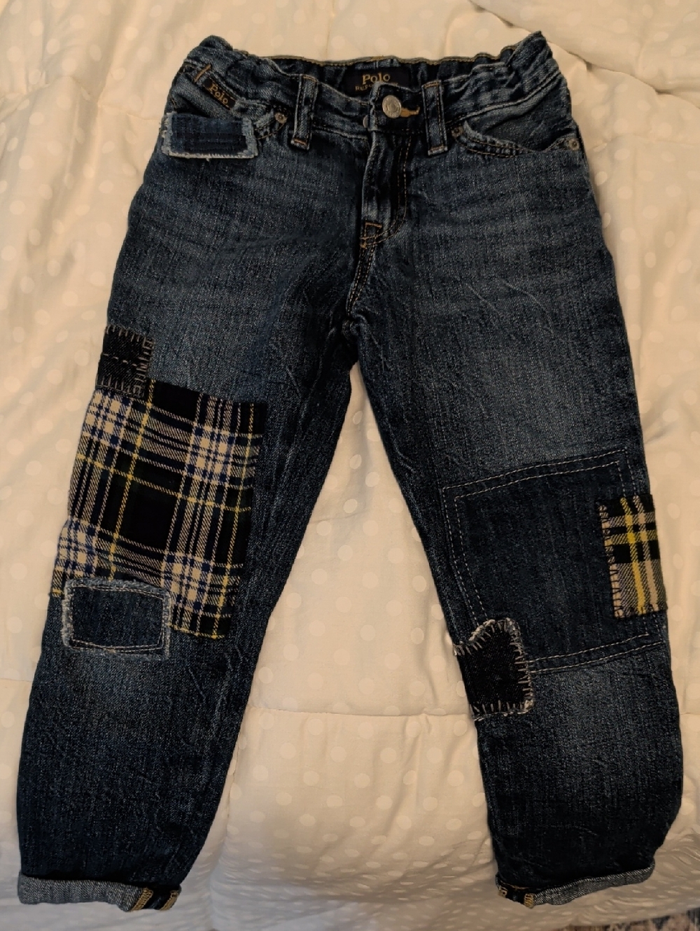 Ralph Lauren Dark Blue Denim Jeans with Gold Stitching